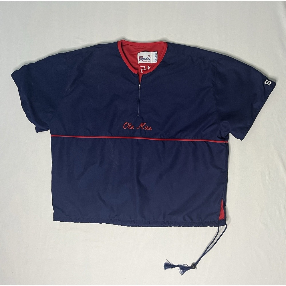 Speedline Ole Miss Softball Windbreaker Pullover Women's XL Blue Short Sleeve